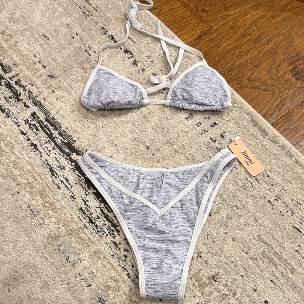 Gray and White Bikini Set